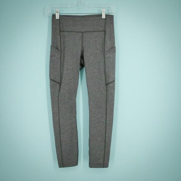 Lululemon Size 4 Heather Gray Speed Up Tight Crop Pull On Stretch Tight Leggings - Picture 1 of 5